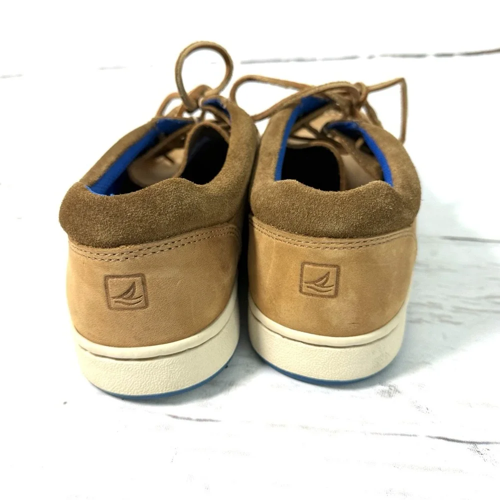 Sperry Gold Cup 2-Eye Boat Shoes Men's 10.5M Tan Nubuck Moc Toe Lace Up Casual